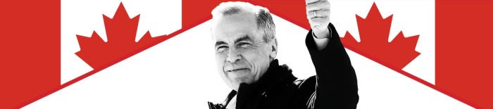 Montage of Canada’s flag and Mark Carney