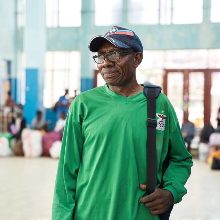 Tazara railway passenger Wilson Mubanga in Kapiri Mposhi station, Zambia