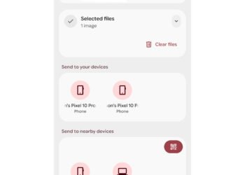 <em>Sending files over AirDrop on Android uses the Quick Share interface.</em>