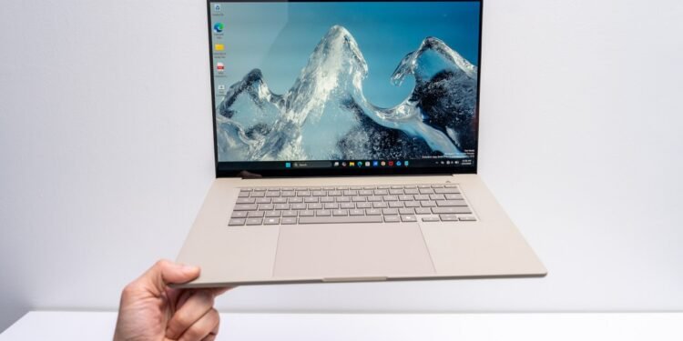 This 16-inch laptop is so light I can easily lift it with three fingers
