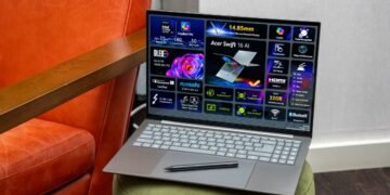 This Acer laptop has a massive haptic trackpad with stylus support