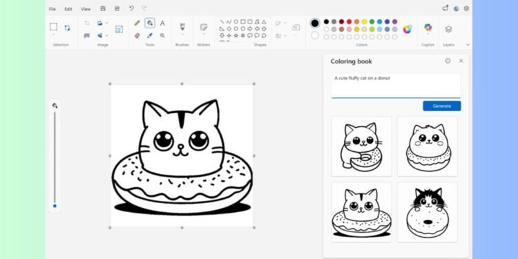 Microsoft Paint can now make AI coloring books