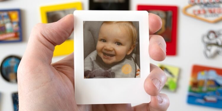 These reusable digital Polaroids are a clever way to cover a fridge in memories