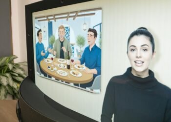 Inside Google’s Beam Lab, an AI face appears