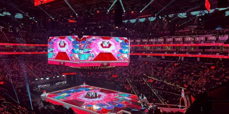 <em>Thousands of people attended the VGC finals at the Chase Center in San Francisco. A spectator view of the matches was on the jumbotron.</em>